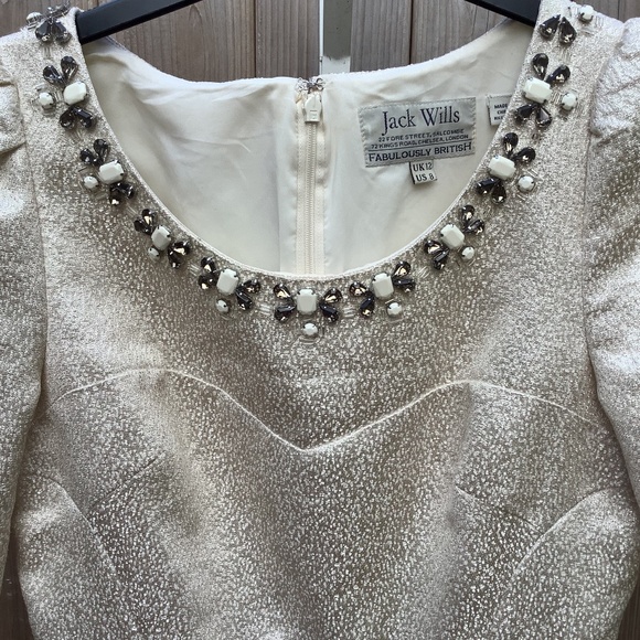Cute and Pretty Cream Coloured Jack Wills Embellished Dress: Size UK-12 US - 8 - Picture 3 of 16